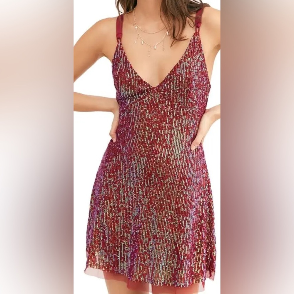 Free People Burgundy Sequin Dress